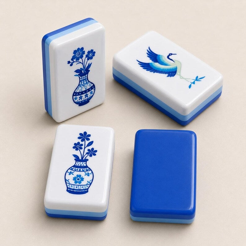 Blue Porcelain American Mahjong Tile Set – view 5