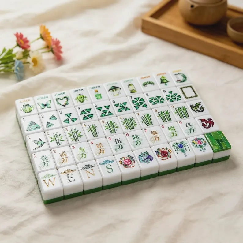 Green Butterfly Acrylic American Mahjong Tiles – view 3
