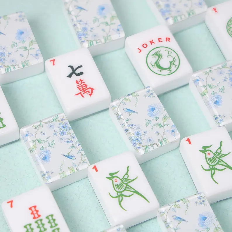 Blue Floral American Mahjong Set – view 6