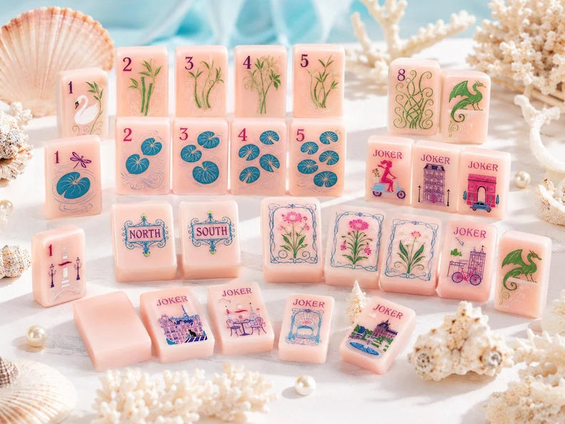 Pink Floral American Mahjong Set – view 3