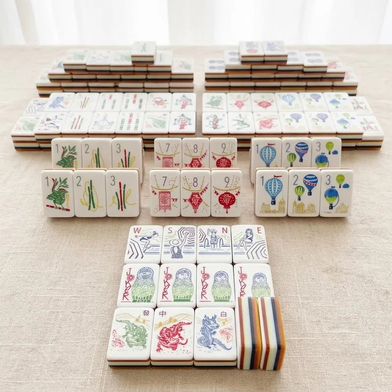 Orange Hot Air Balloon Floral American Mahjong Set – 160 Tiles – view 2