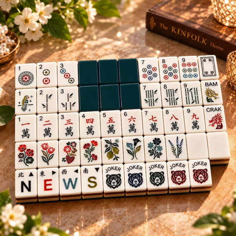 Teal & White Striped American Mahjong Set – view 5