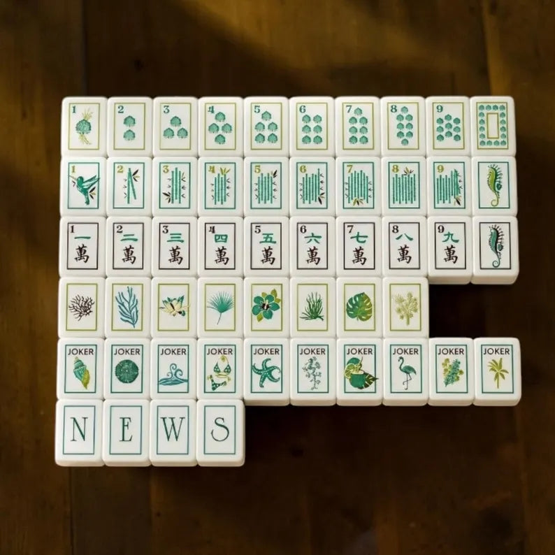 Pearlescent Blue Sea Glass Coastal American Mahjong Set – view 2