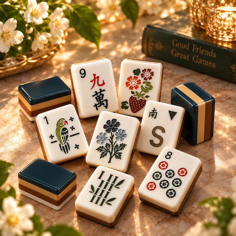 Teal & White Striped American Mahjong Set – view 2