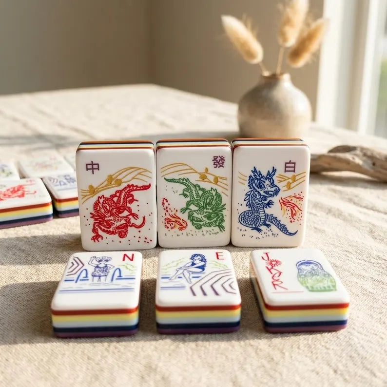 Orange Hot Air Balloon Floral American Mahjong Set – 160 Tiles – view 3