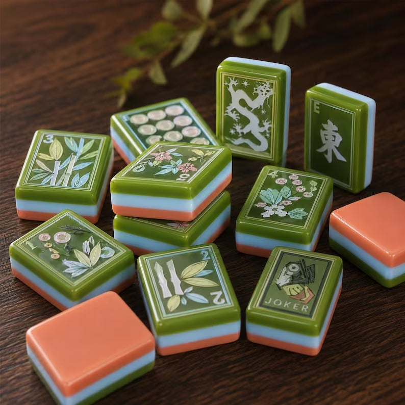 Garden Edition Green Botanical American Mahjong Set – 160 Tiles – view 3