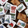 Ivory, Sage Green & Amber Burlwood American Mahjong Set