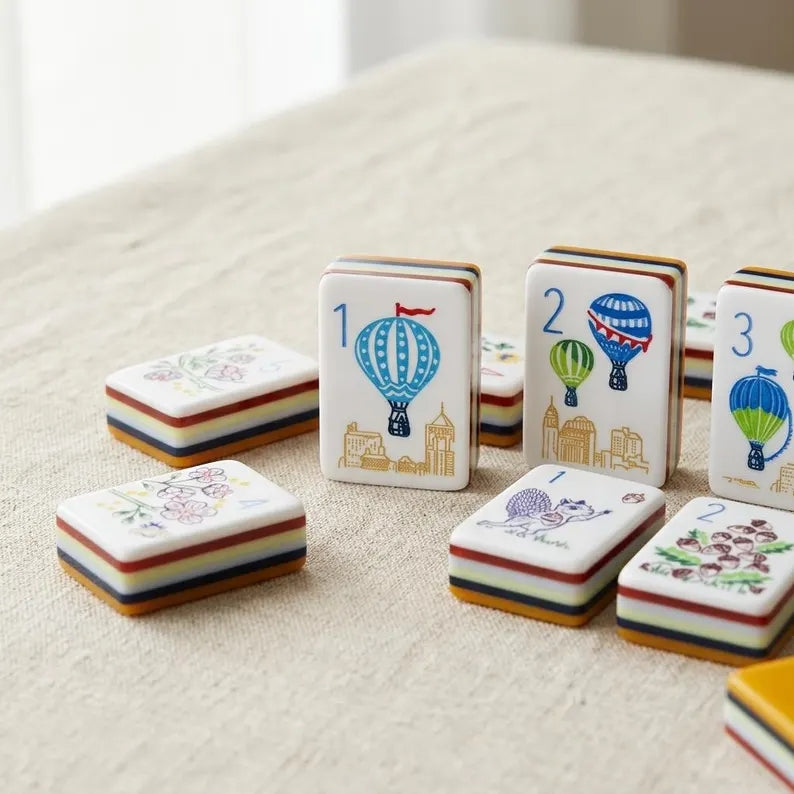 Orange Hot Air Balloon Floral American Mahjong Set – 160 Tiles – view 4