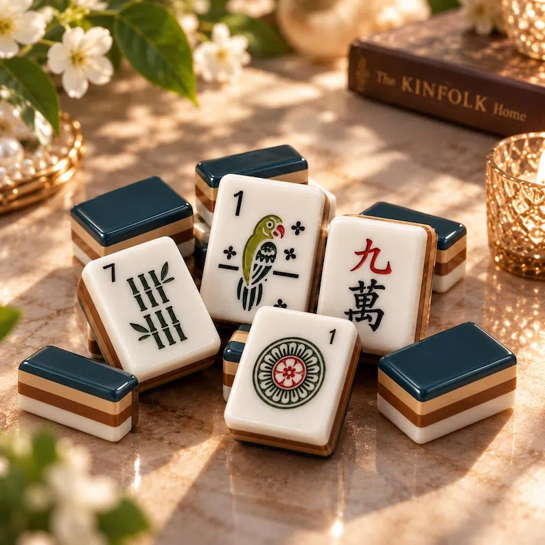 Teal & White Striped American Mahjong Set – view 3