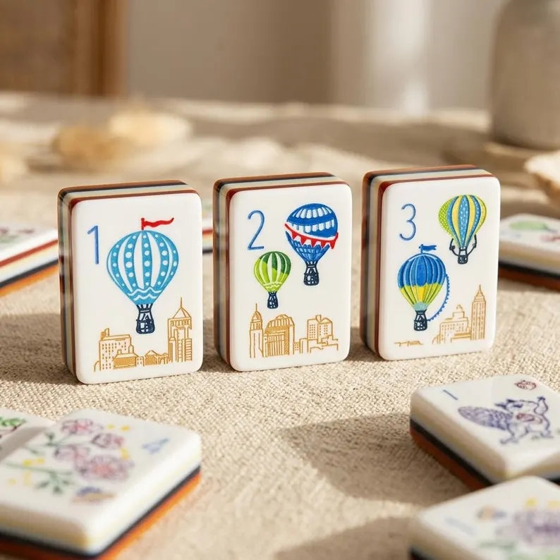 Orange Hot Air Balloon Floral American Mahjong Set – 160 Tiles – view 5