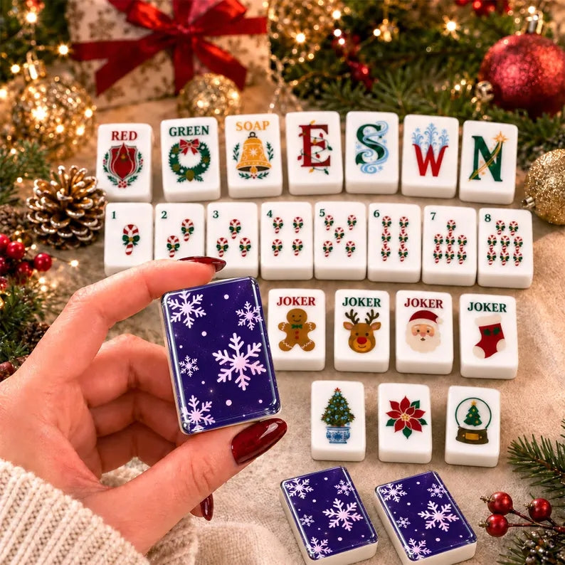 Festive Purple Snowflake Christmas Mahjong Set – 160 Tiles