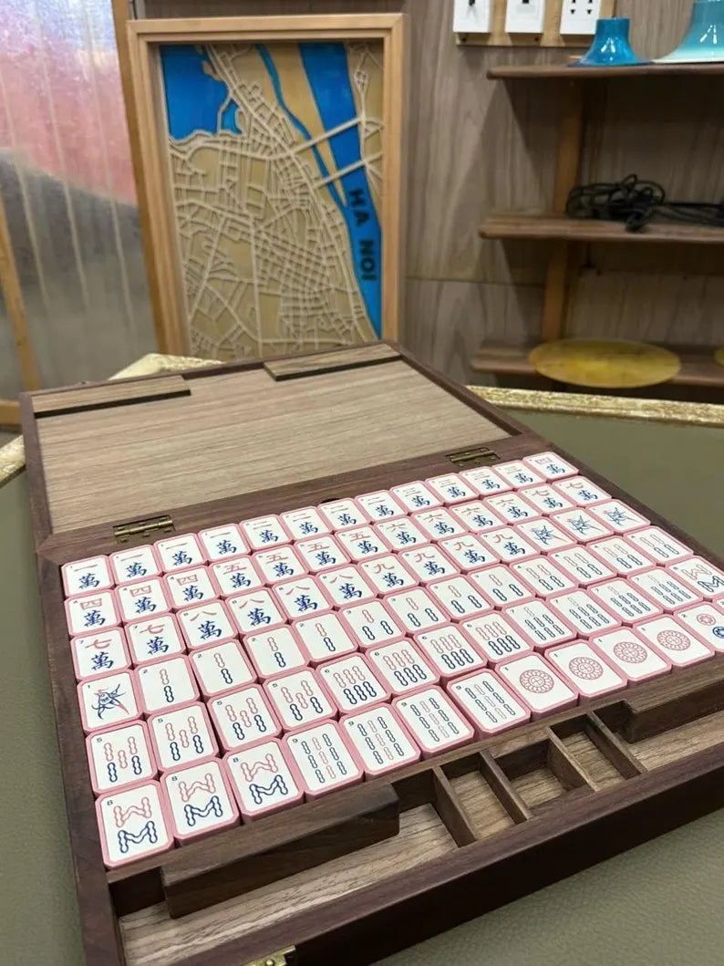 Soft Pink & Light Green Resin American Mahjong Tiles – Tiles Only – view 2