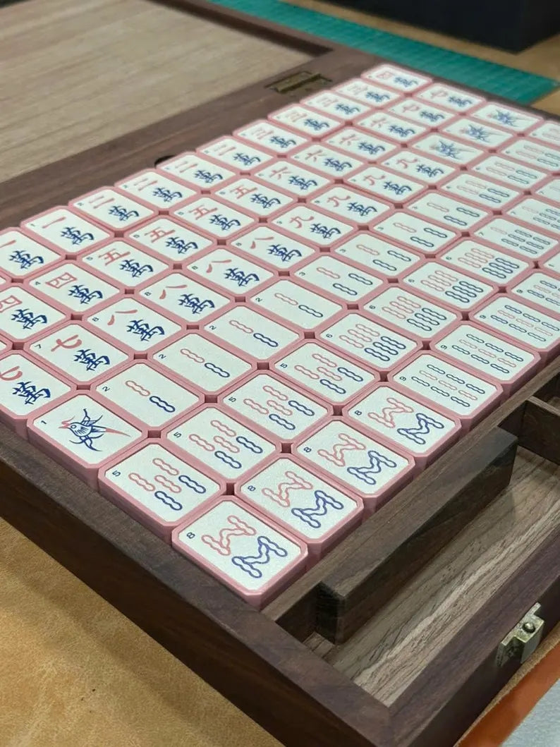 Soft Pink & Light Green Resin American Mahjong Tiles – Tiles Only – view 7