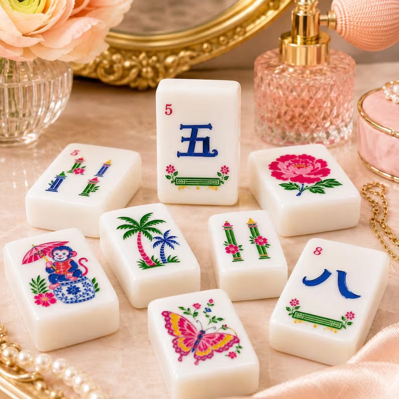 Blue Jay Navy Botanical Porcelain American Mahjong Set – 160 Tiles – view 6