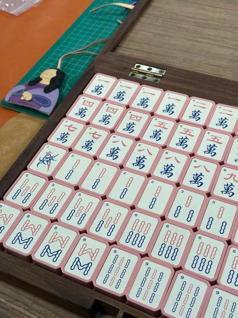 Soft Pink & Light Green Resin American Mahjong Tiles – Tiles Only