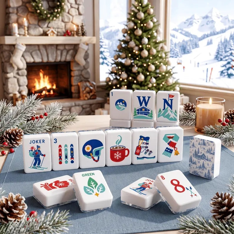 Christmas Ski Lodge American Mahjong Set – 160 Tiles