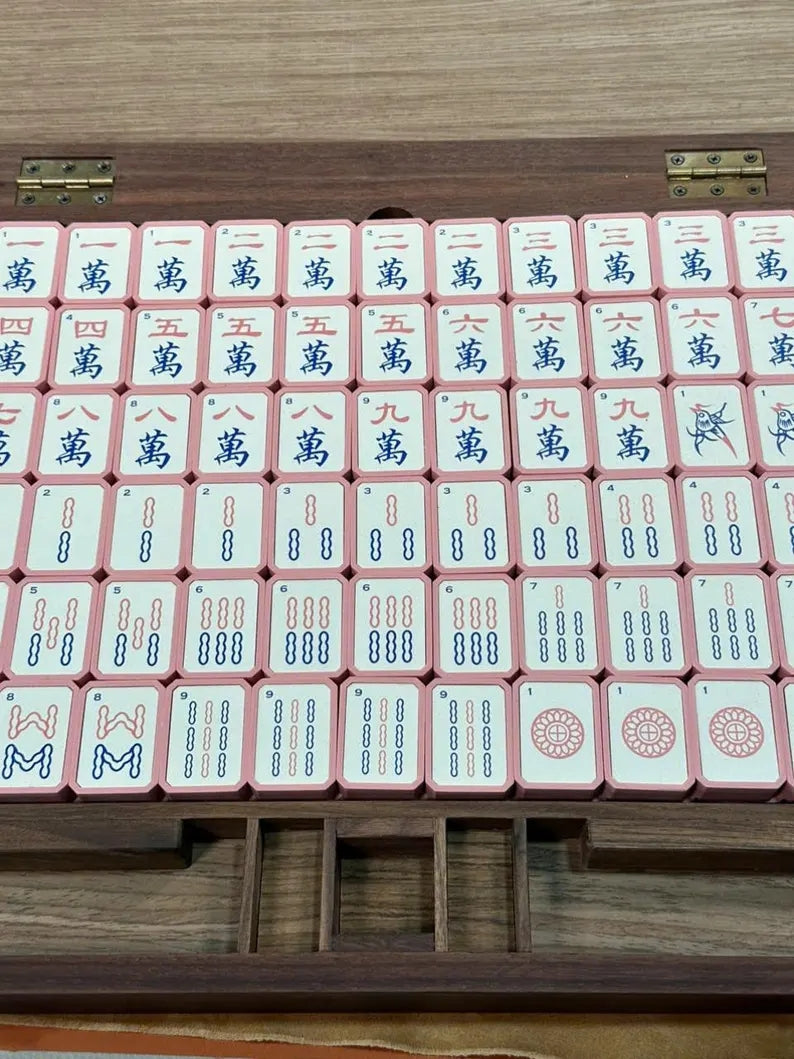 Soft Pink & Light Green Resin American Mahjong Tiles – Tiles Only – view 3