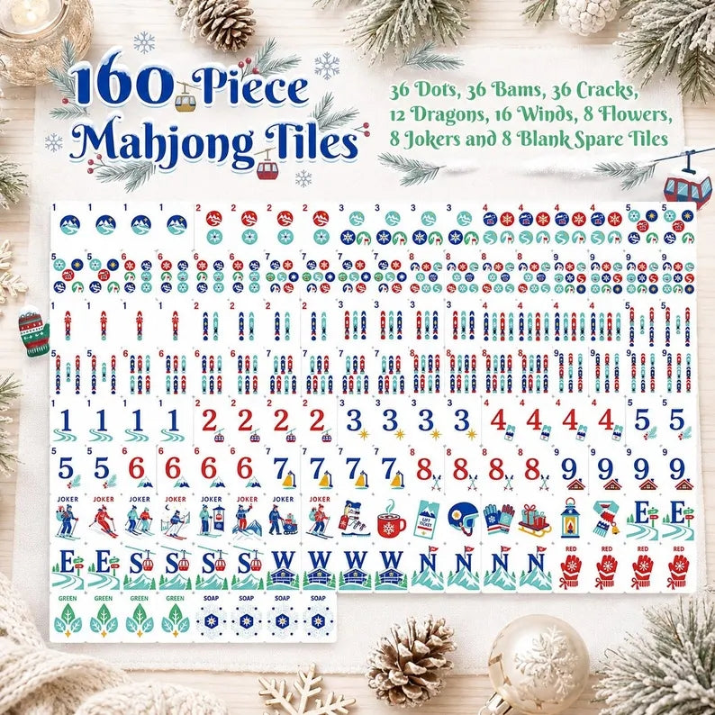 Christmas Ski Lodge American Mahjong Set – 160 Tiles – view 2