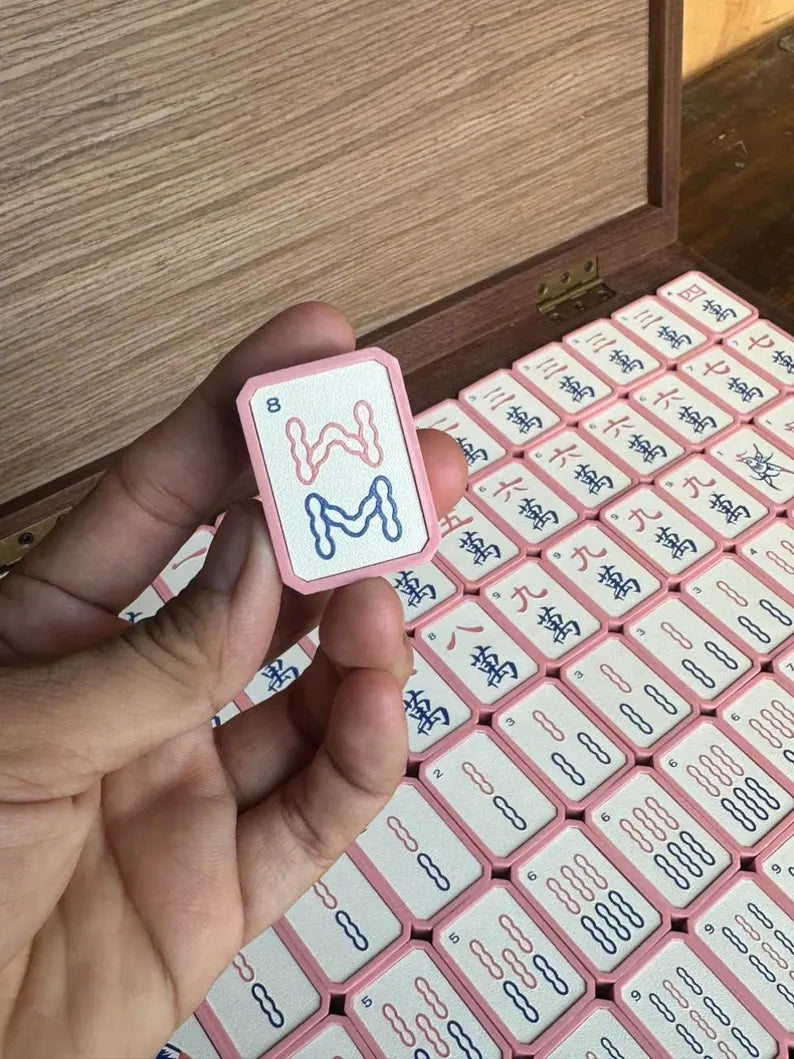 Soft Pink & Light Green Resin American Mahjong Tiles – Tiles Only – view 6