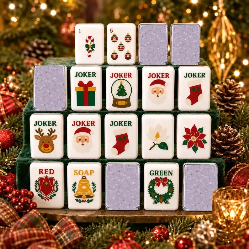 Lavender Pearl Purple Christmas Mahjong Set – 160 Tiles – view 3