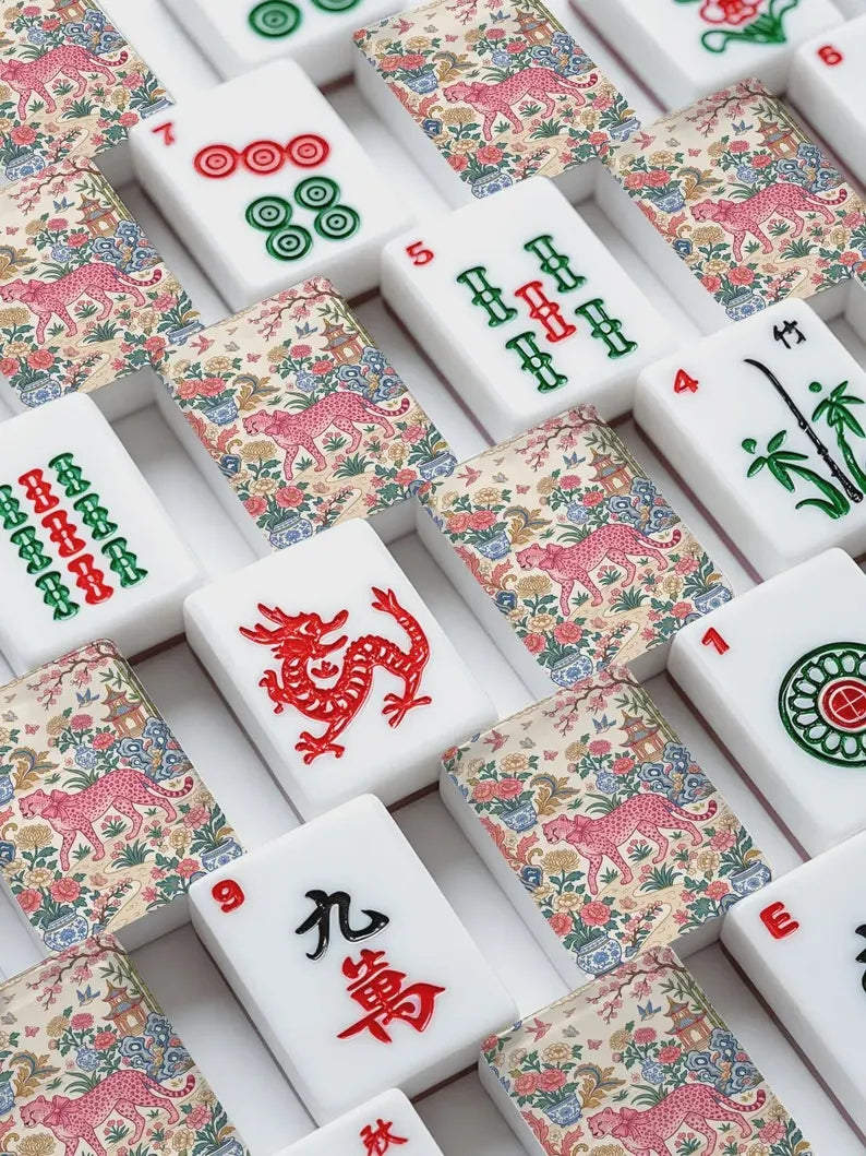Pink Leopard American Mahjong Set – 166 Tiles