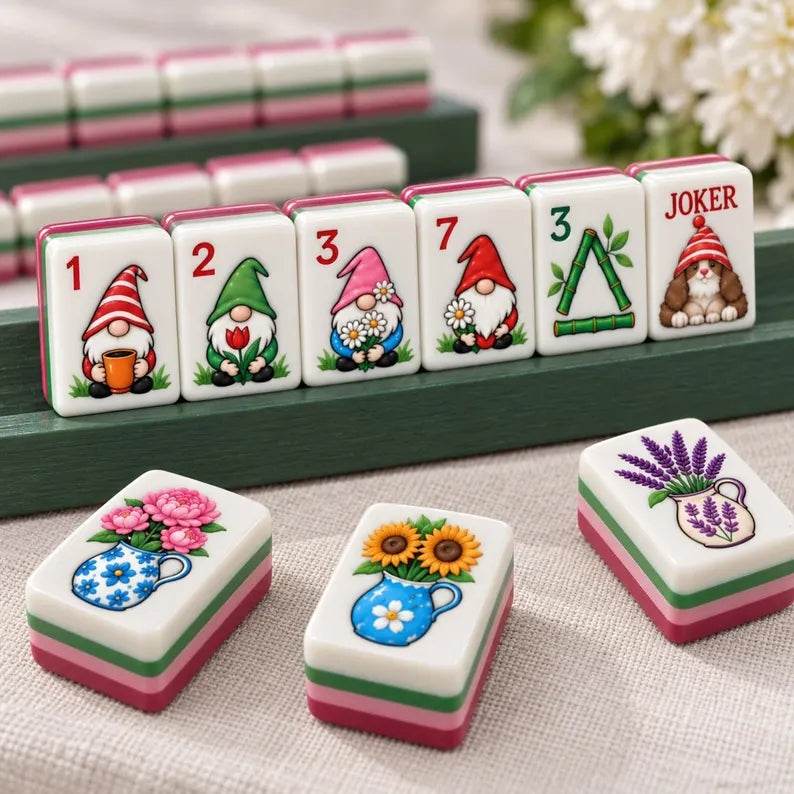 Garden Gnome Floral American Mahjong Set – 160 Tiles – view 2