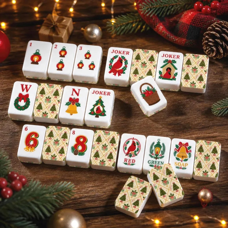 Christmas Cardinal & Bell American Mahjong Set – 160 Tiles – view 4