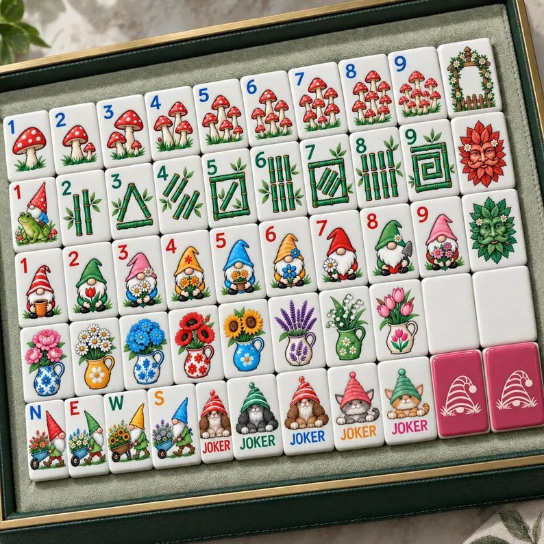 Garden Gnome Floral American Mahjong Set – 160 Tiles – view 7