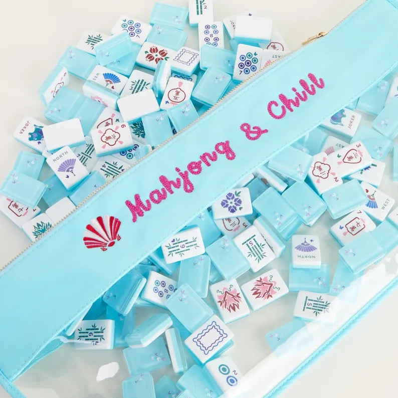 Aqua Floral Fan American Mahjong Set – 160 Tiles – view 2