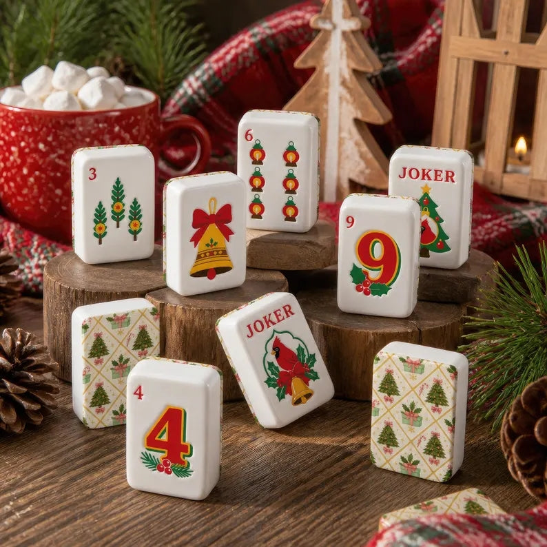 Christmas Cardinal & Bell American Mahjong Set – 160 Tiles – view 2