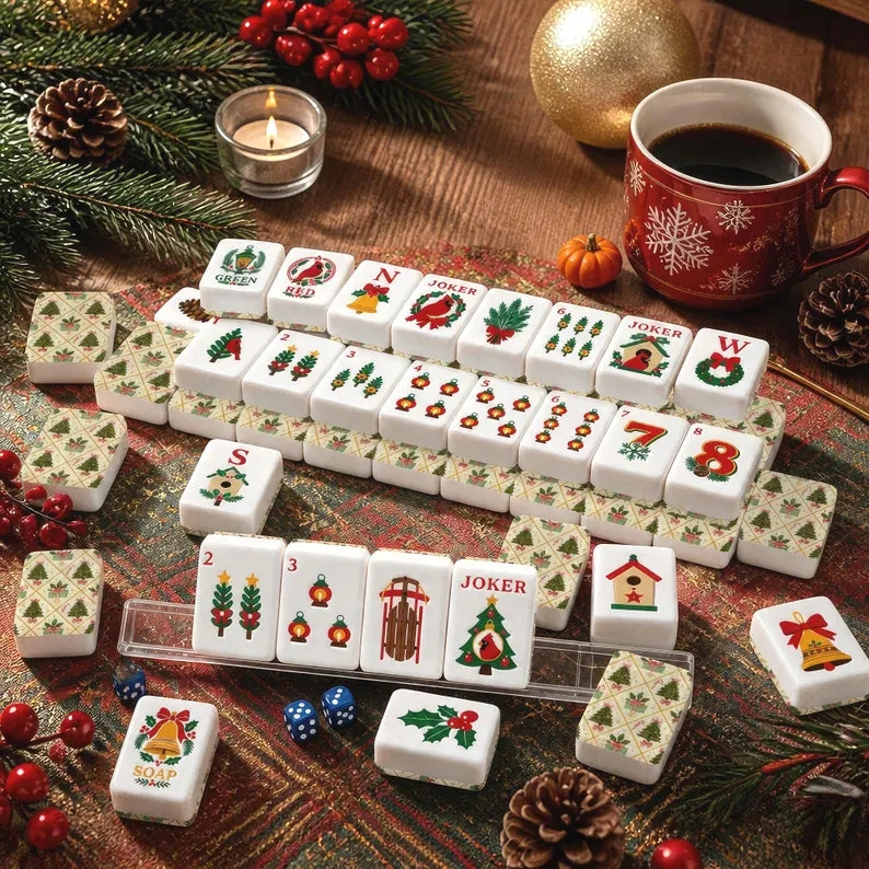 Christmas Cardinal & Bell American Mahjong Set – 160 Tiles – view 3
