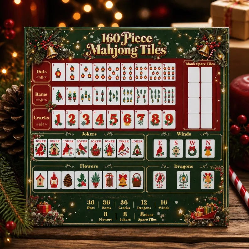 Christmas Cardinal & Bell American Mahjong Set – 160 Tiles – view 5
