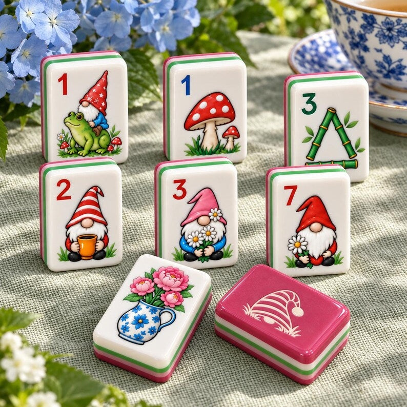 Garden Gnome Floral American Mahjong Set – 160 Tiles – view 9