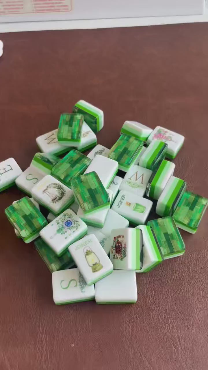 Green Butterfly Acrylic American Mahjong Tiles