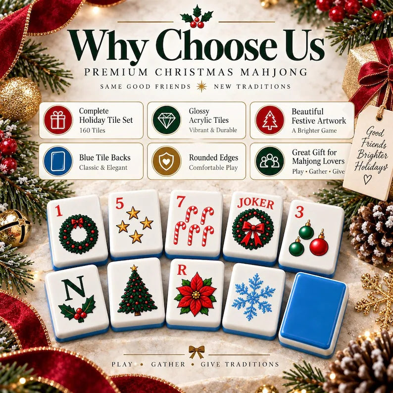 Christmas mahjong tile features